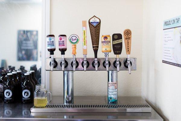 Fill up growlers or sample new flavors at the bar in the lobby