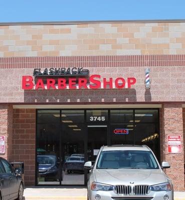 Flashback Barbershop store front.