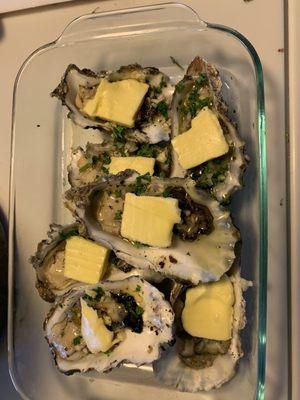 Bbq oysters getting ready to go on the grill!!