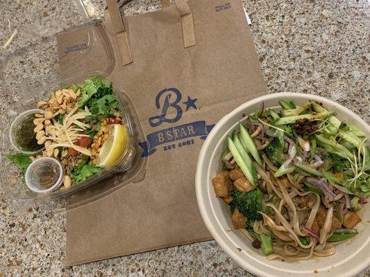 Tea Leaf Salad and Garlic Noodles with Tofu