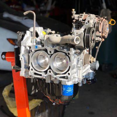 Subaru engine in assembly