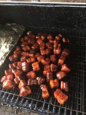 Pork Belly Nuggets!  Some happy bacon!