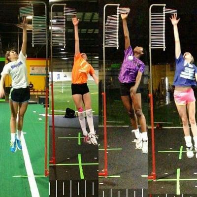 Volleyball athletes working on enhancing their vertical jump.