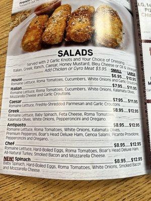 Menu Salads