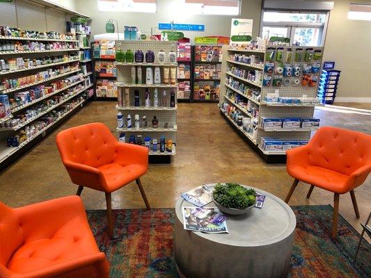 The waiting area has comfortable chairs.