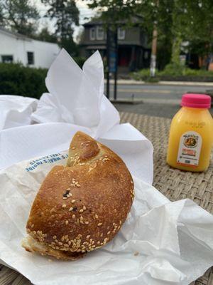 Toasted sesame bagel with butter