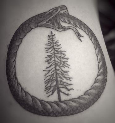 Ouroboros + tree linework