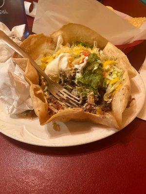 Beef taco salad very blan