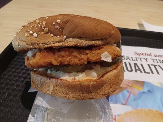 Crispy Chicken Sandwich on wheat bun.