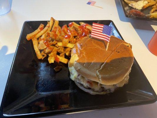 Smash burger and fries.