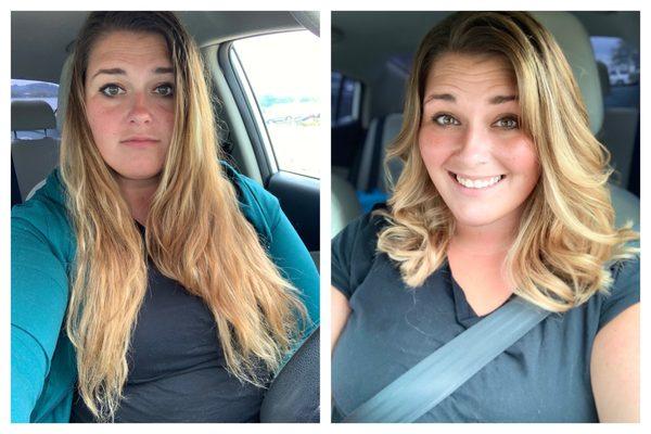 Balayage and cut before and after