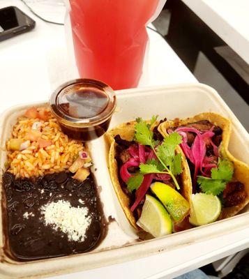 TLo's 2 Tacos [Pork] w/Rice & Black Bean Lunch Special + Prickly Pear Lemonade ~ 10.24.23