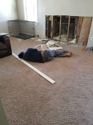 This is the "carpenter" taking a couple hour nap since he didnt bring a drill with him