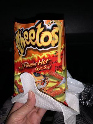 Hot Cheetos and nacho cheese