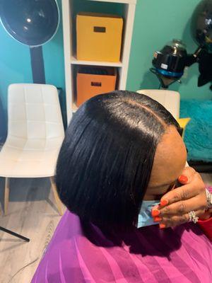 Quick weave blunt cut bob