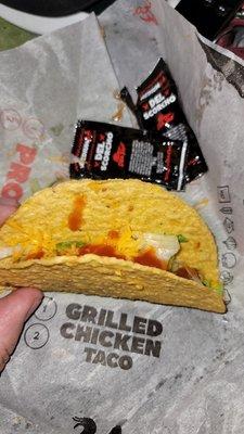 A very sad taco. Its all shell mostly. Despicable.