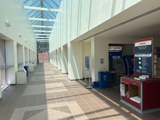 The inside of the post office