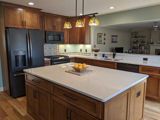 Our beautiful new quarter sawn white oak kitchen installed by CI Cabinetry.