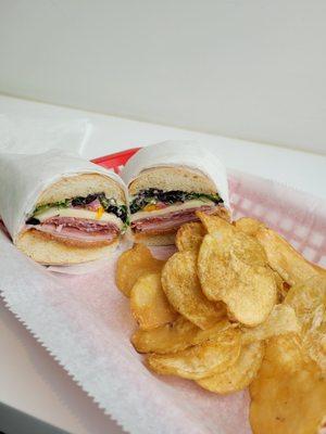 The Italian Job sandwich and chips