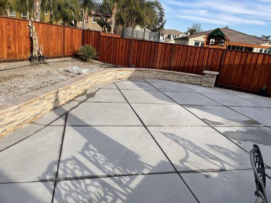 Concrete with a retaining wall