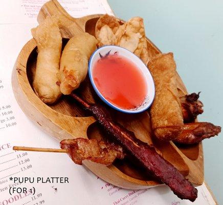 *宝宝盘 Pupu for 1, all the favorite appetizer of Chinese cuisine - Teriyaki chicken, beef, chicken wings, fingers, egg roll and crab rangoons