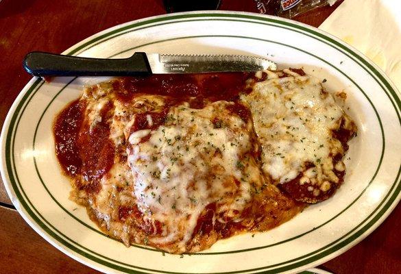 Chicken, Parmesan, and lasagna combination