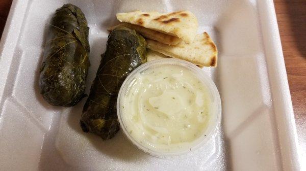 Dolmathes (stuffed grape leaves)