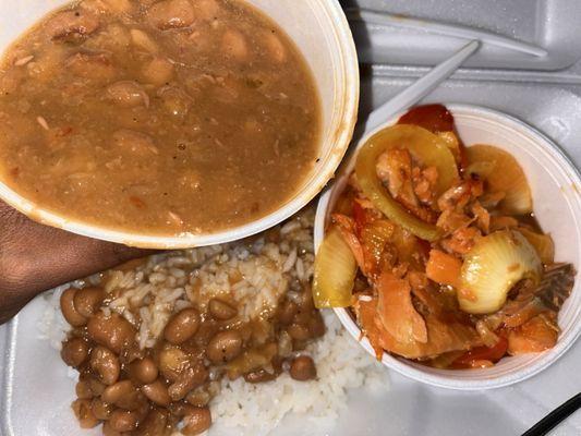 Bacalao, rice and beans