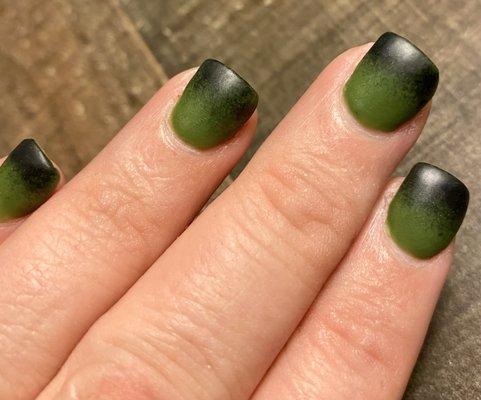 Green to black ombré dip polish By Dawn