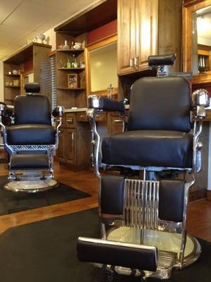 Our antique Belmont and Koken barber chairs