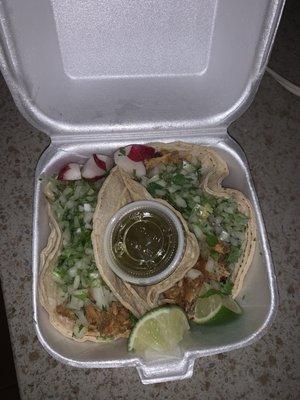 Honduran chicken tacos