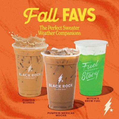 Fuel your fall with our three NEW drinks! Pumpkin Blondie, Pumpkin Mexican Mocha or Witch’s Brew Fuel Energy Drink. Only for a limited time!