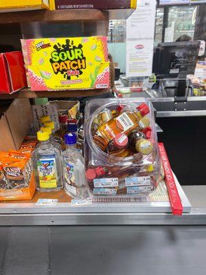 Alcohol at the check out counter?  This store!  Just smh!!  Rather enticing placement right next to kids candy!   So weird to do