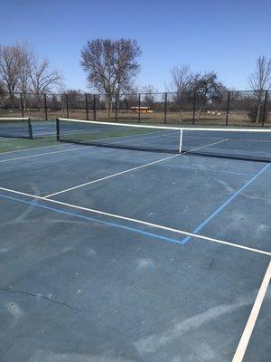 This park needs a lot of attention. Enlarge the photo and see the deep -wide cracks. This not great of a tennis or pickle ball court.