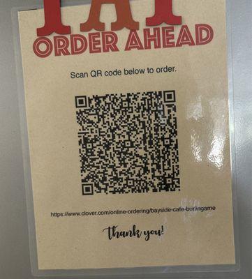 QR code for ordering