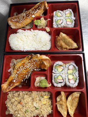 Salmon teriyaki lunch bento box