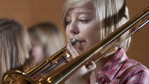 girl playing trombone