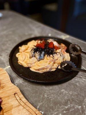 Creamy Mentaiko Udon with Seafood