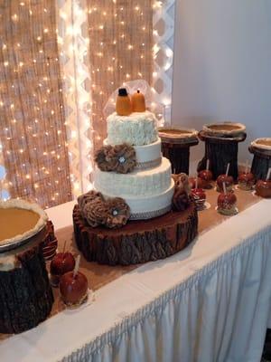 Wedding cake, pumpkin pies, and caramel apples.