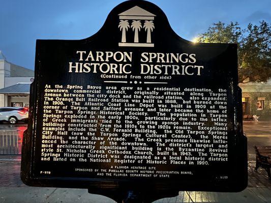 Tarpon Springs Historic District Marker