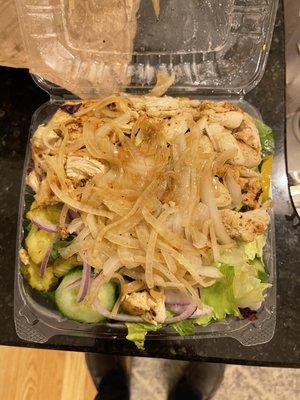 Grilled Chicken Salad with Grilled Onions