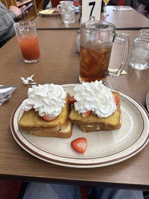 # 1 diner in California and Bavarian Cream French Toast with Strawberries and Whipped Cream.