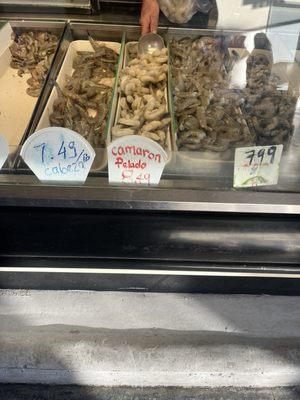 Various type of shrimp as are or can be fried and seasoned