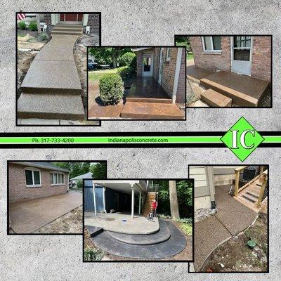 An assortment of decorative concrete projects we have finished in the past.