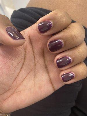 A featured fall color with gel manicure