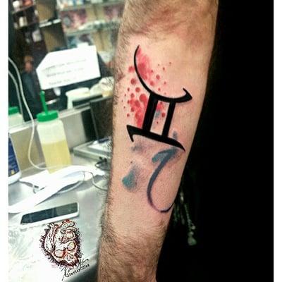 Gemini Watercolor Tattoo done by Artist Xavier Alvarez @xavier000xx  fantasy tattoo  333 6th ave nyc 917-338-3669 #tattoo ...