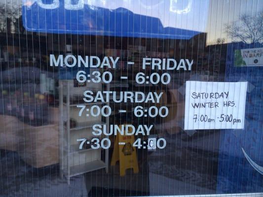 Store hours... Unfortunately it's 7:35am on Sunday and the store is locked up with no one inside. Won't be coming back.