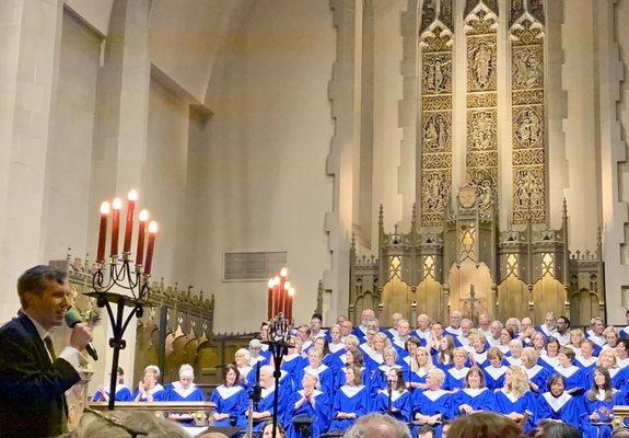 Adam Waite, the Montview Minister of Music, at the annual Christmas Concert