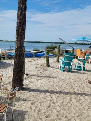 Tables on the sand