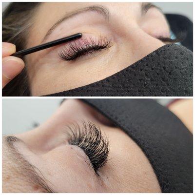 Hybrid set - mixture of classic and Volume eyelash extension